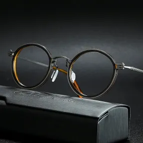 Vintage Titanium Eyeglasses Frame Men Round Myopia Prescription Glasses Women Retro Optical Luxury Brand Glasses Frame Eyewear